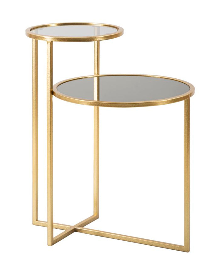 Mauro Ferretti Levels Tafel met 2 metalen toppen en goudglas