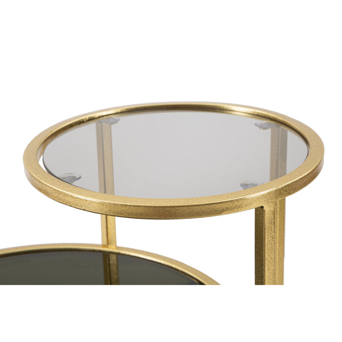 Mauro Ferretti Levels Tafel met 2 metalen toppen en goudglas