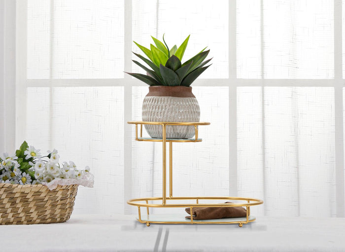 Mauro Ferretti 2 Levels Goudmetalen opbergruimte met 2 legborden