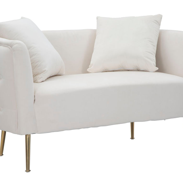 Mauro Ferretti Bucarest 2-zitsbank van beige stof met gouden poten