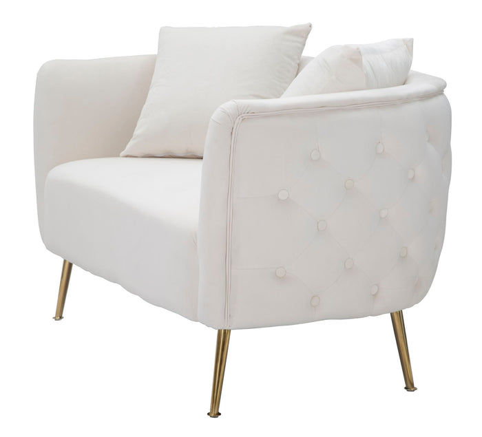 Mauro Ferretti Bucarest 2-zitsbank van beige stof met gouden poten