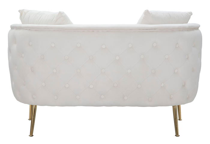 Mauro Ferretti Bucarest 2-zitsbank van beige stof met gouden poten