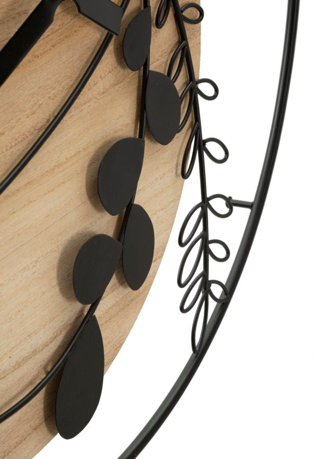 Mauro Ferretti Elegant Ronde wandklok in metaal en hout bruin