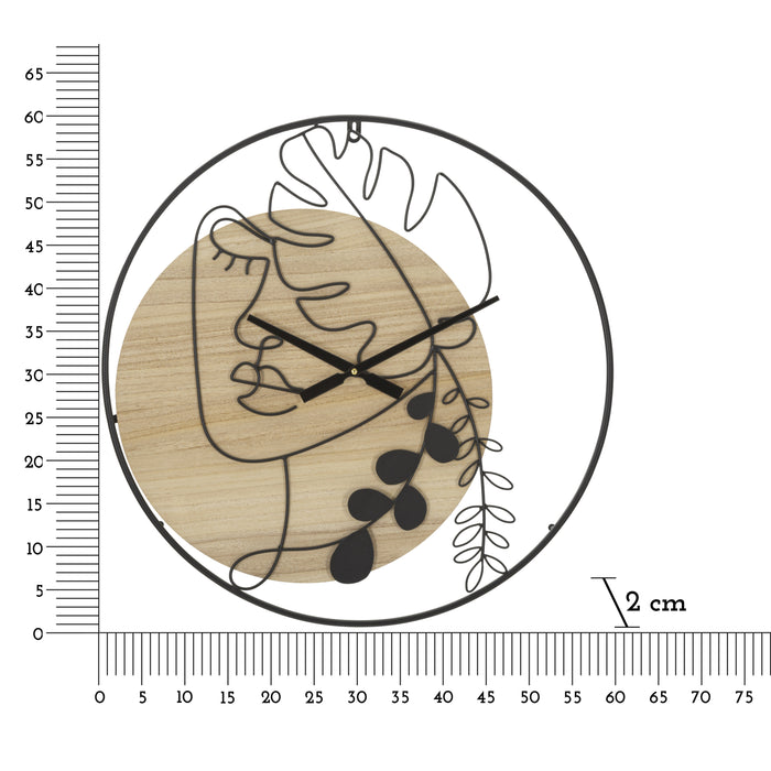 Mauro Ferretti Elegant Ronde wandklok in metaal en hout bruin
