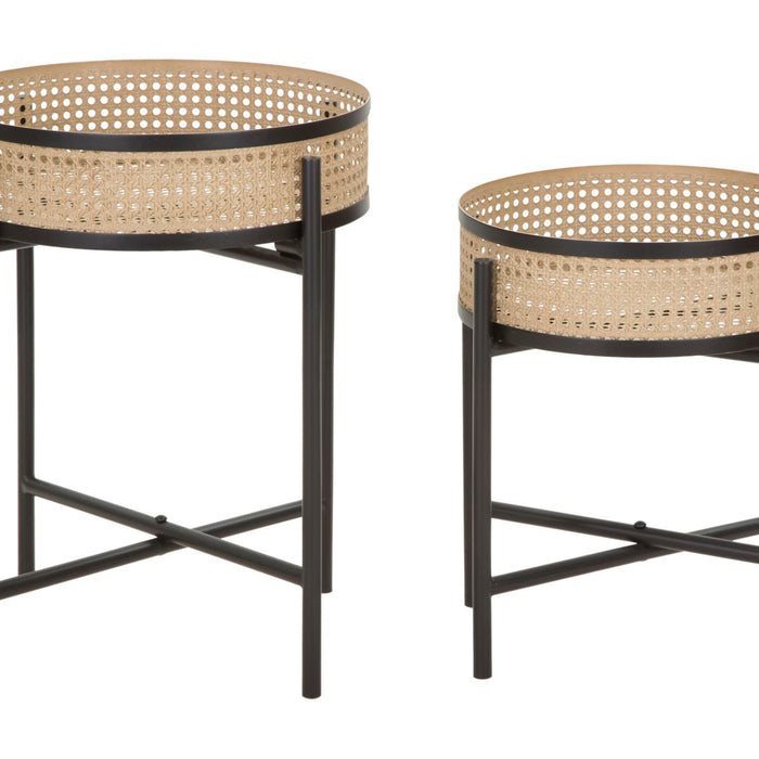 Mauro Ferretti Fuji Set van 2 tafels in bruin en zwart metaal