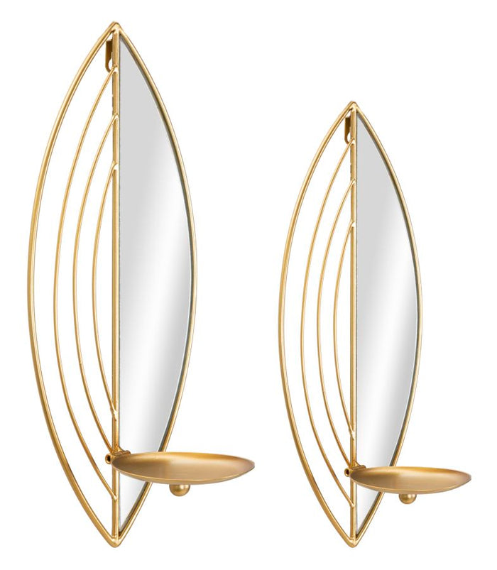 Mauro Ferretti Leaf Set van 2 wandkandelaars in goud metaal
