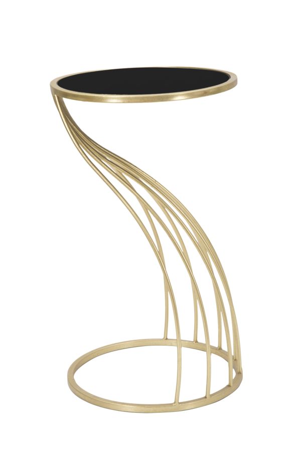 Mauro Ferretti Flush  Ronde tafel in goud metaal met zwart blad