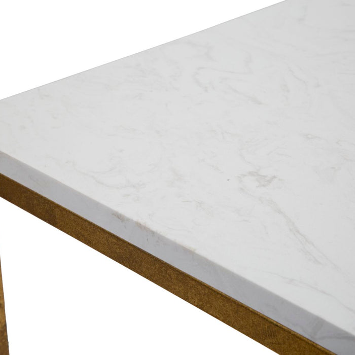Mauro Ferretti Marble Tafel in goud metaal met witte bovenkant