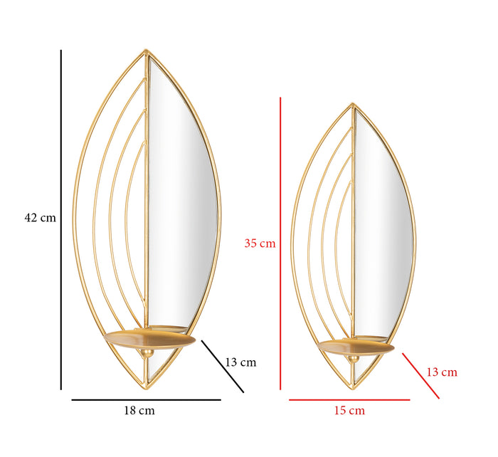 Mauro Ferretti Leaf Set van 2 wandkandelaars in goud metaal