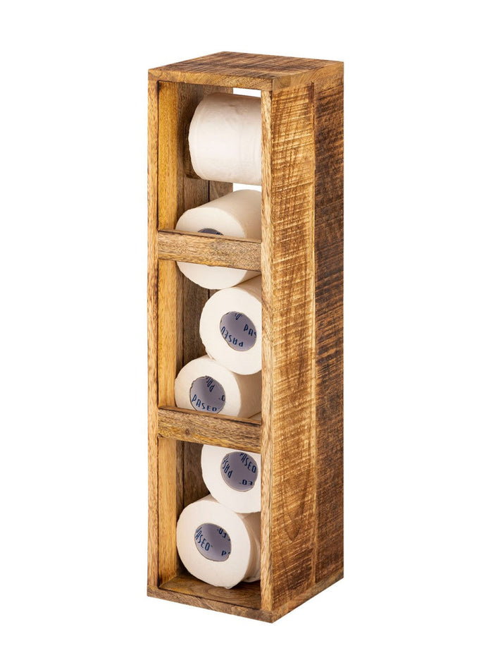 SVJ Toiletpapierhouder Rechthoekig - 17 x 17 x 65 cm - Hout - Bruin