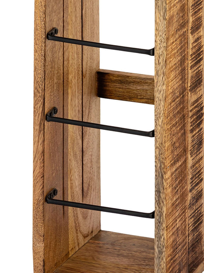 SVJ Toiletpapierhouder Rechthoekig - 17 x 17 x 65 cm - Hout - Bruin