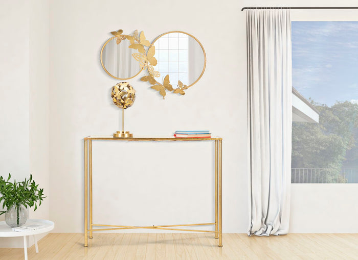 Mauro Ferretti Butterflies Console in goud metaal met vlinders