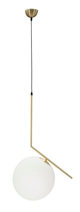 Mauro Ferretti Glamy Hanglamp in goud metaal met witte glazen bol