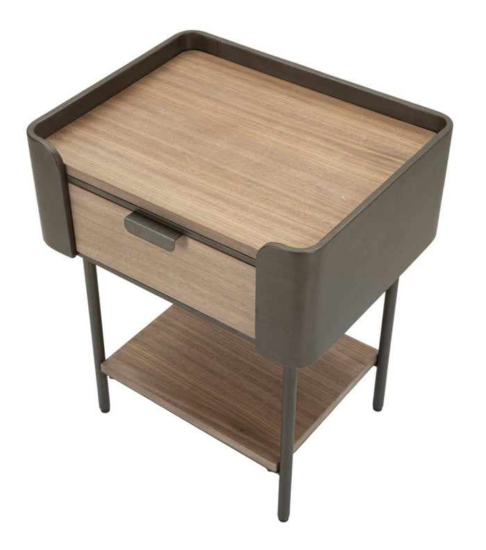 Mauro Ferretti Toronto Nachtkastje in metaal en hout bruin