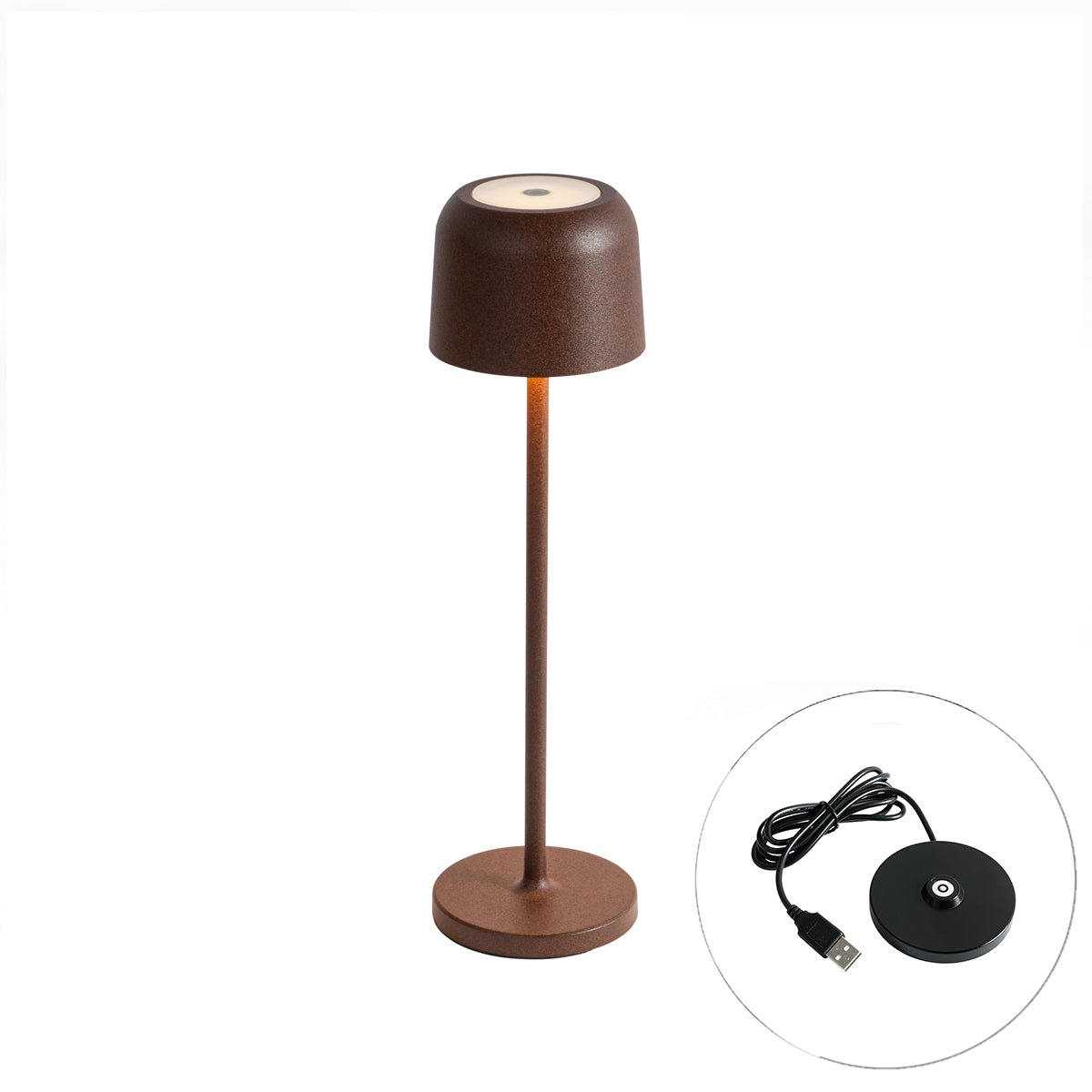 QAZQA Tafellamp mushroom roestbruin oplaadbaar incl. laadstation -