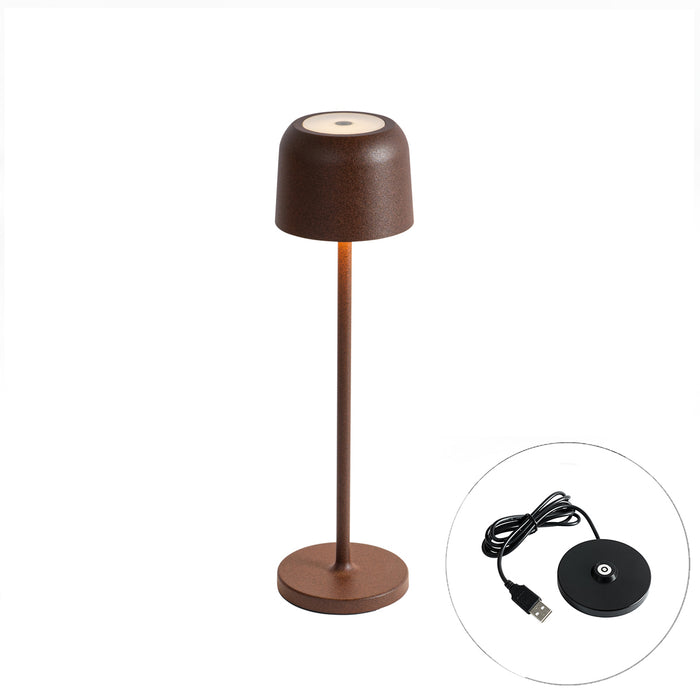 QAZQA Tafellamp mushroom roestbruin oplaadbaar incl. laadstation -