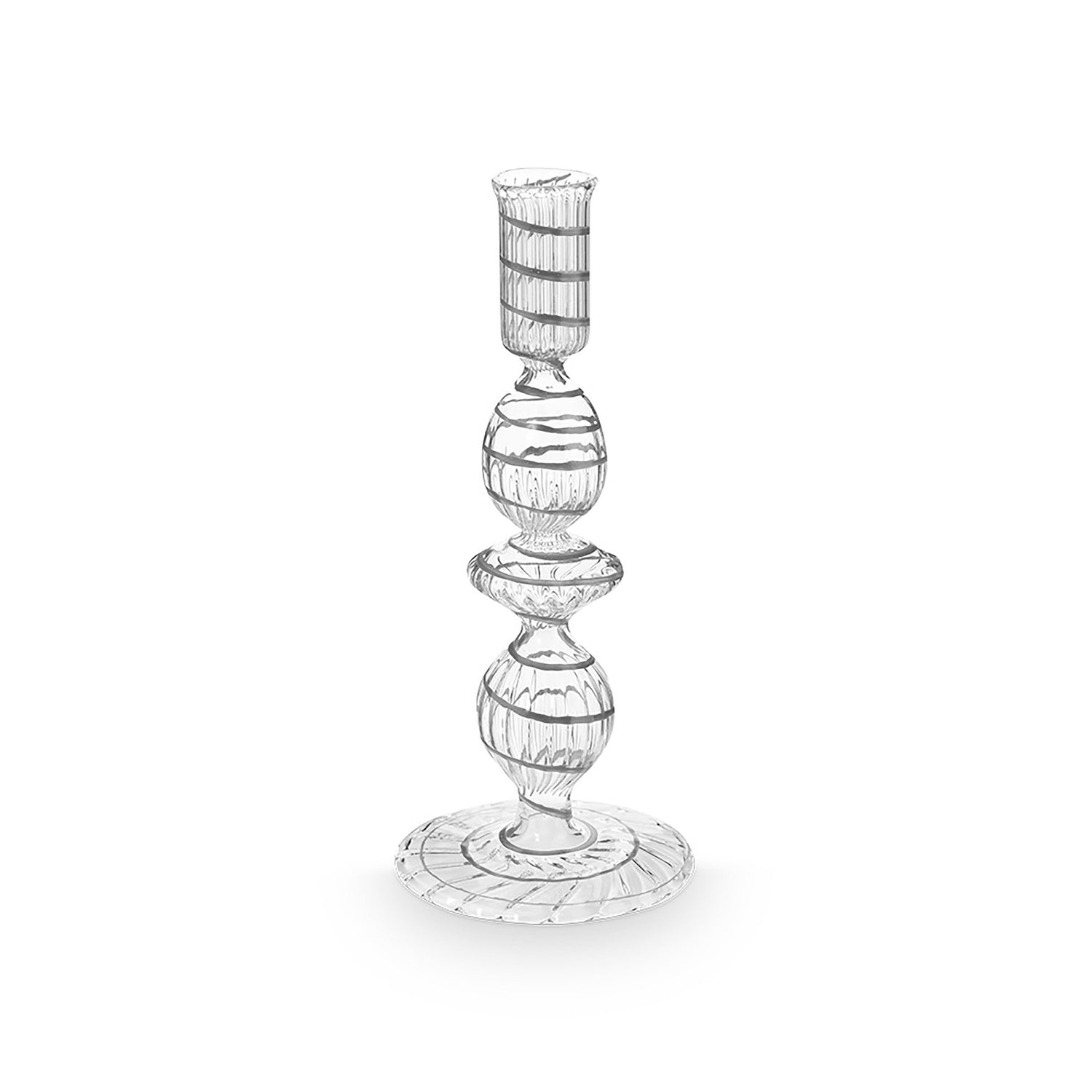 Pip Studio - Kandelaar - Licht Blauw - Glas Swirl - 20cm