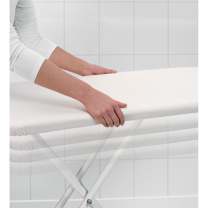 Strijkplank C, 124x45 cm met solide strijkijzerhouder - Ecru