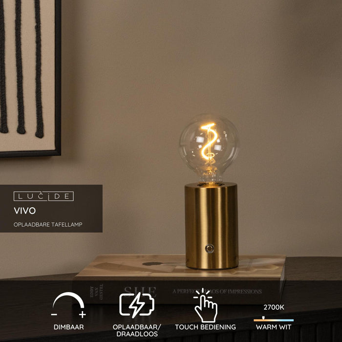 Lucide VIVO Tafellamp - Mat Goud | Messing