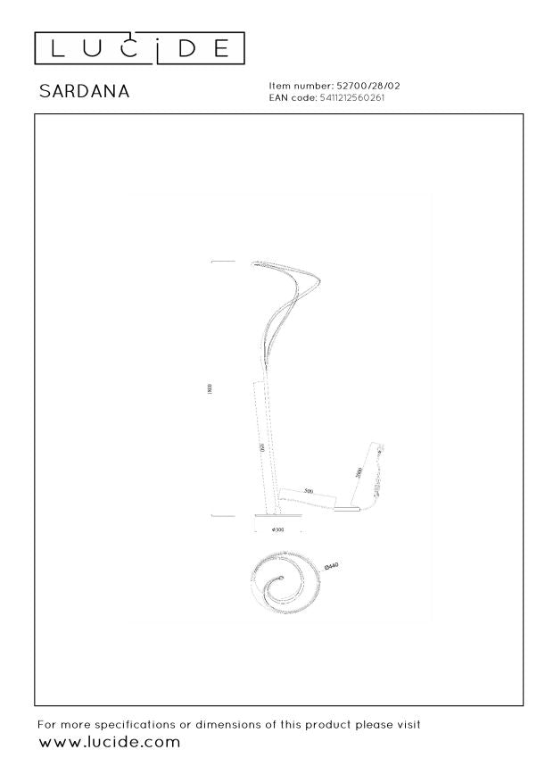 Lucide Premium SARDANA Vloerlamp - Mat Goud | Messing