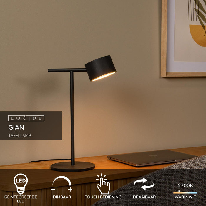 Lucide GIAN Tafellamp - Zwart