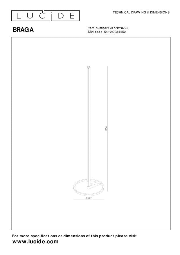 Lucide Premium BRAGA Vloerlamp - Koffie