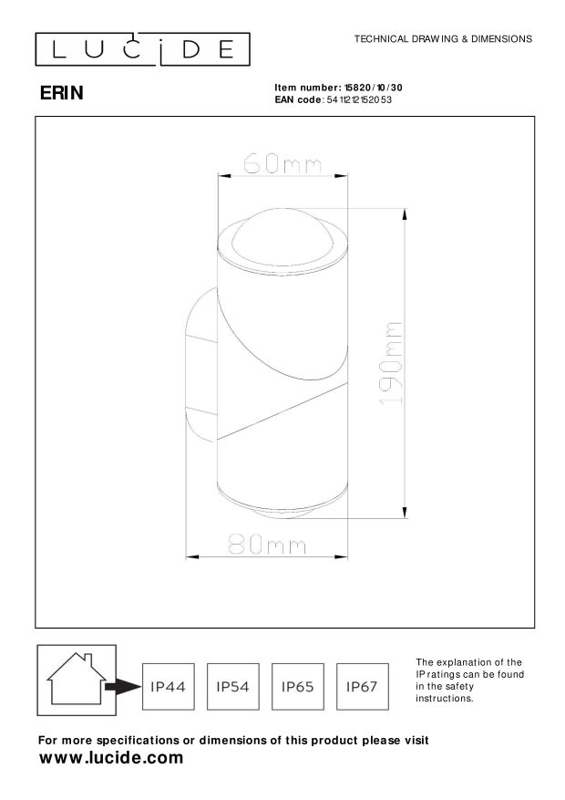 Lucide ERIN Wandspot - Zwart