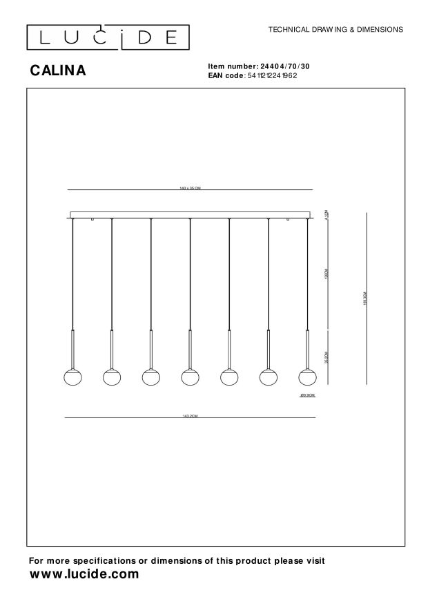 Lucide Premium CALINA Hanglamp - Zwart