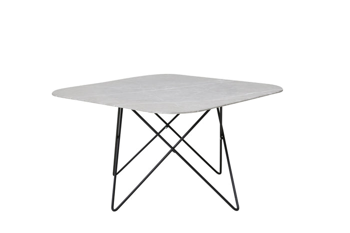 Fjôrd - Salontafel Grijs Marmerlook 80cm - Glas - Tristar