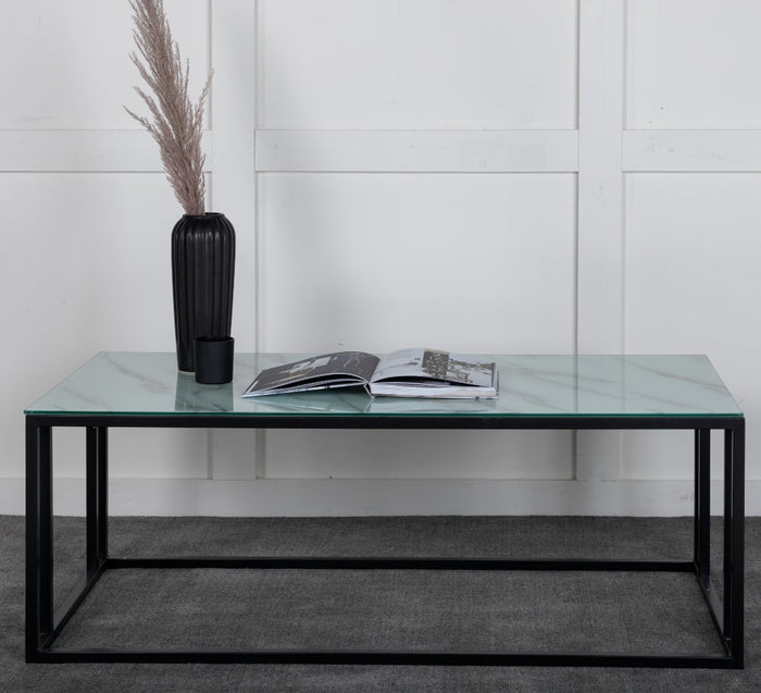 Fjôrd - Salontafel Zwart Glas 120cm - Marmer - Rock