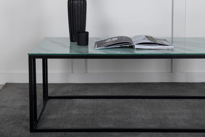 Fjôrd - Salontafel Zwart Glas 120cm - Marmer - Rock