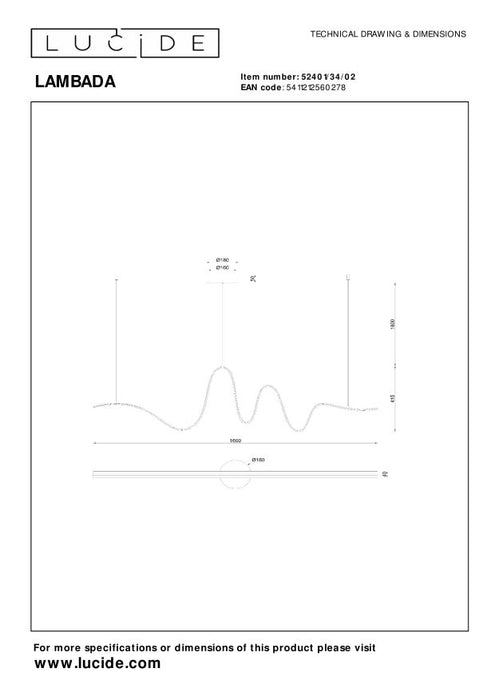 Lucide Premium LAMBADA Hanglamp - Mat Goud | Messing