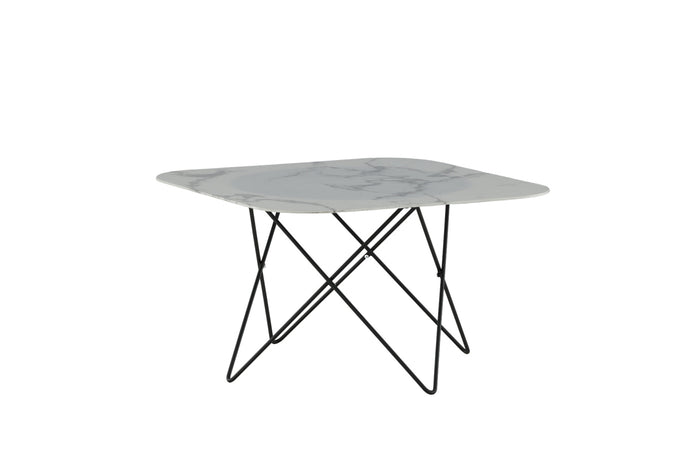 Fjôrd - Salontafel Wit Marmerlook 80cm - Glas - Tristar