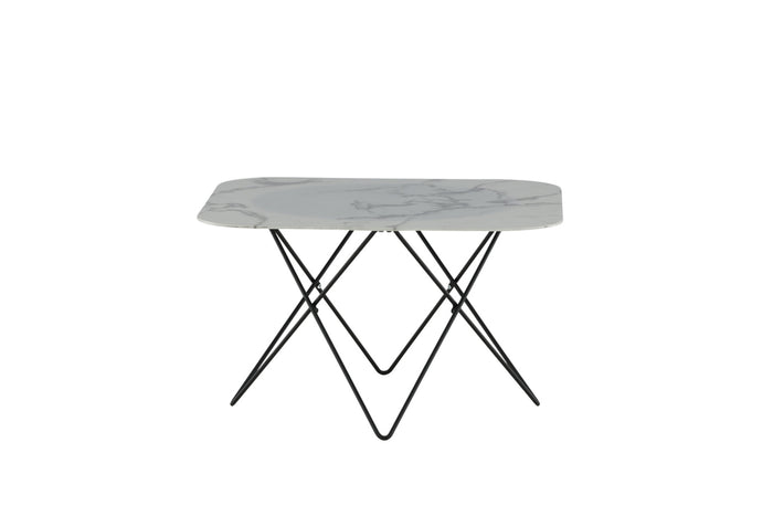 Fjôrd - Salontafel Wit Marmerlook 80cm - Glas - Tristar