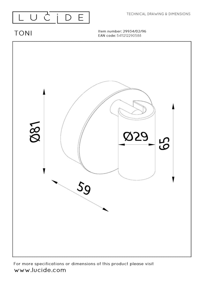 Lucide TONI Wandspot - Koffie