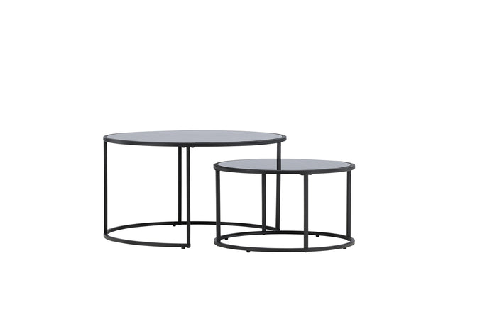 Fjôrd - Salontafel Zwart Ø79,5 + Ø59,5cm - Glas - Twin