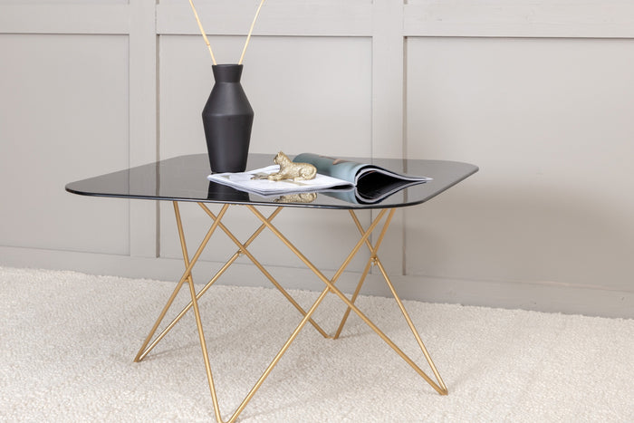 Fjôrd - Salontafel Goud Marmerlook 80cm - Glas - Tristar