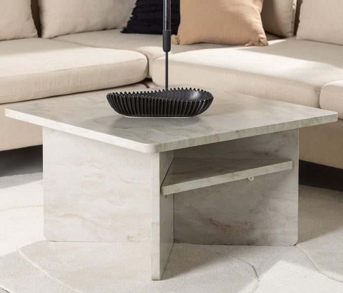 Fjôrd - Salontafel Beige Marmerlook 75cm - MDF - Ålesund