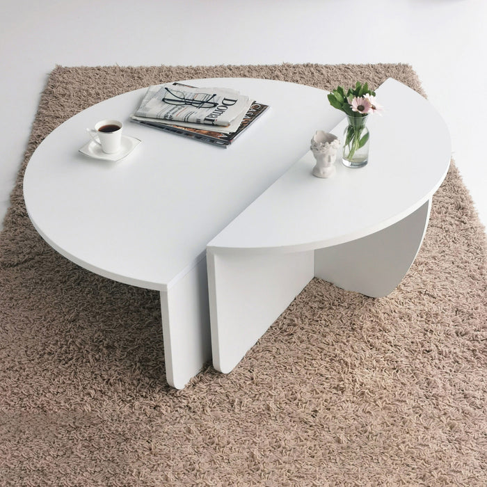 Giga Meubel - Salontafel Melamine Wit Rond - Ø90x35cm - Podium
