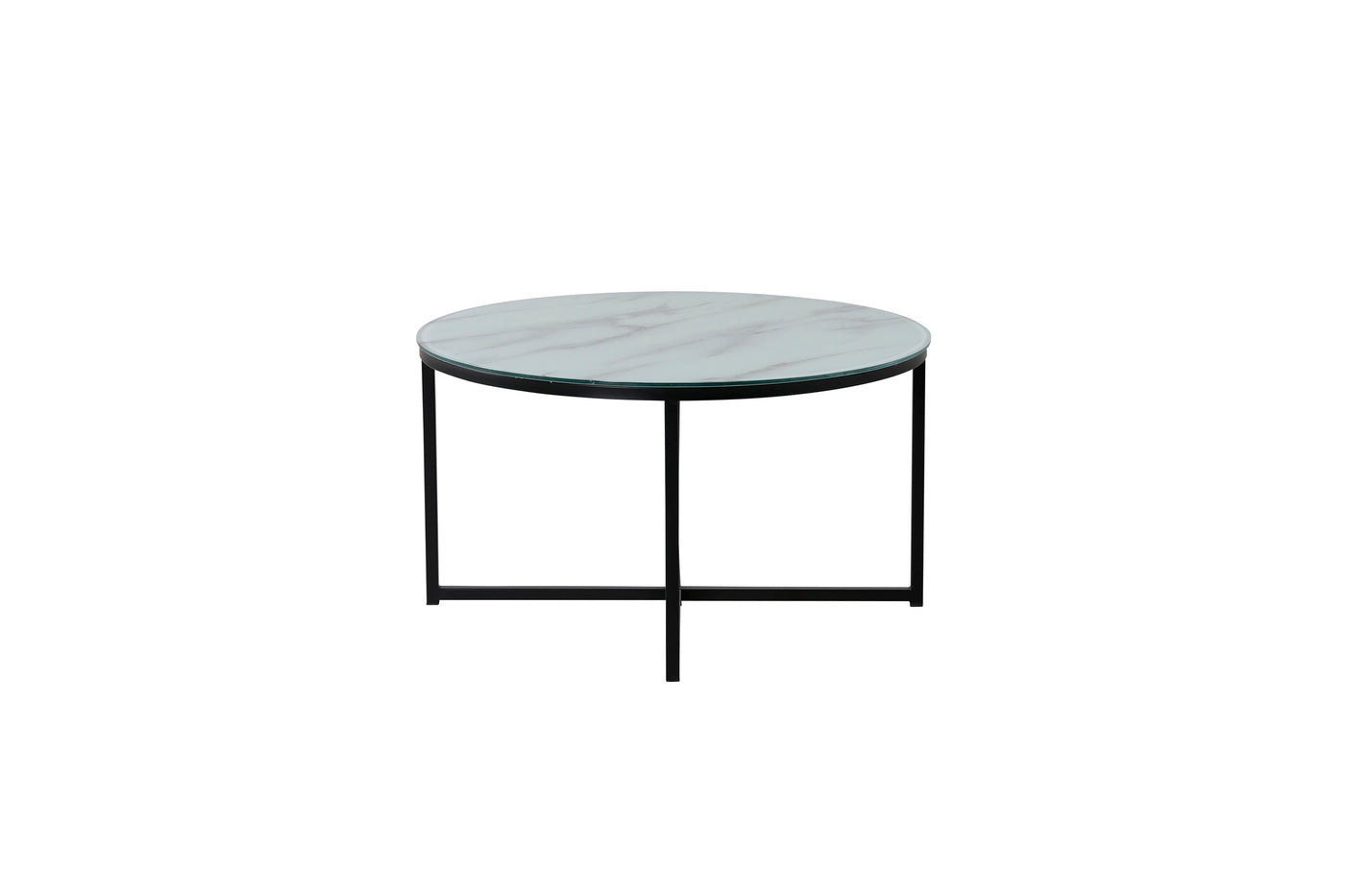 Fjôrd - Salontafel Zwart Glas Ø80cm - Marmer - Rock