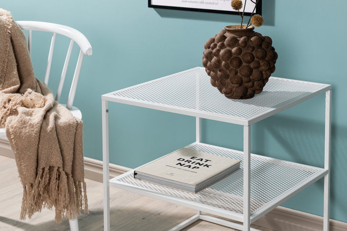 Fjôrd - Bijzettafel Wit 65cm - Staal - Netz