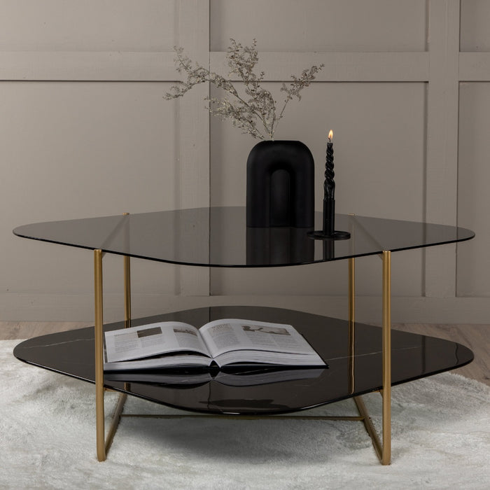 Fjôrd - Salontafel Goud 85cm - Glas - Un-line