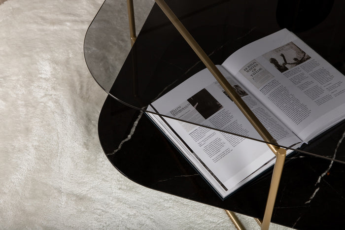 Fjôrd - Salontafel Goud 85cm - Glas - Un-line