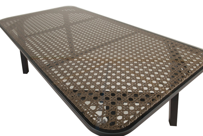 Fjôrd - Tuintafel Zwart Wicker 200cm - Glas - Paola