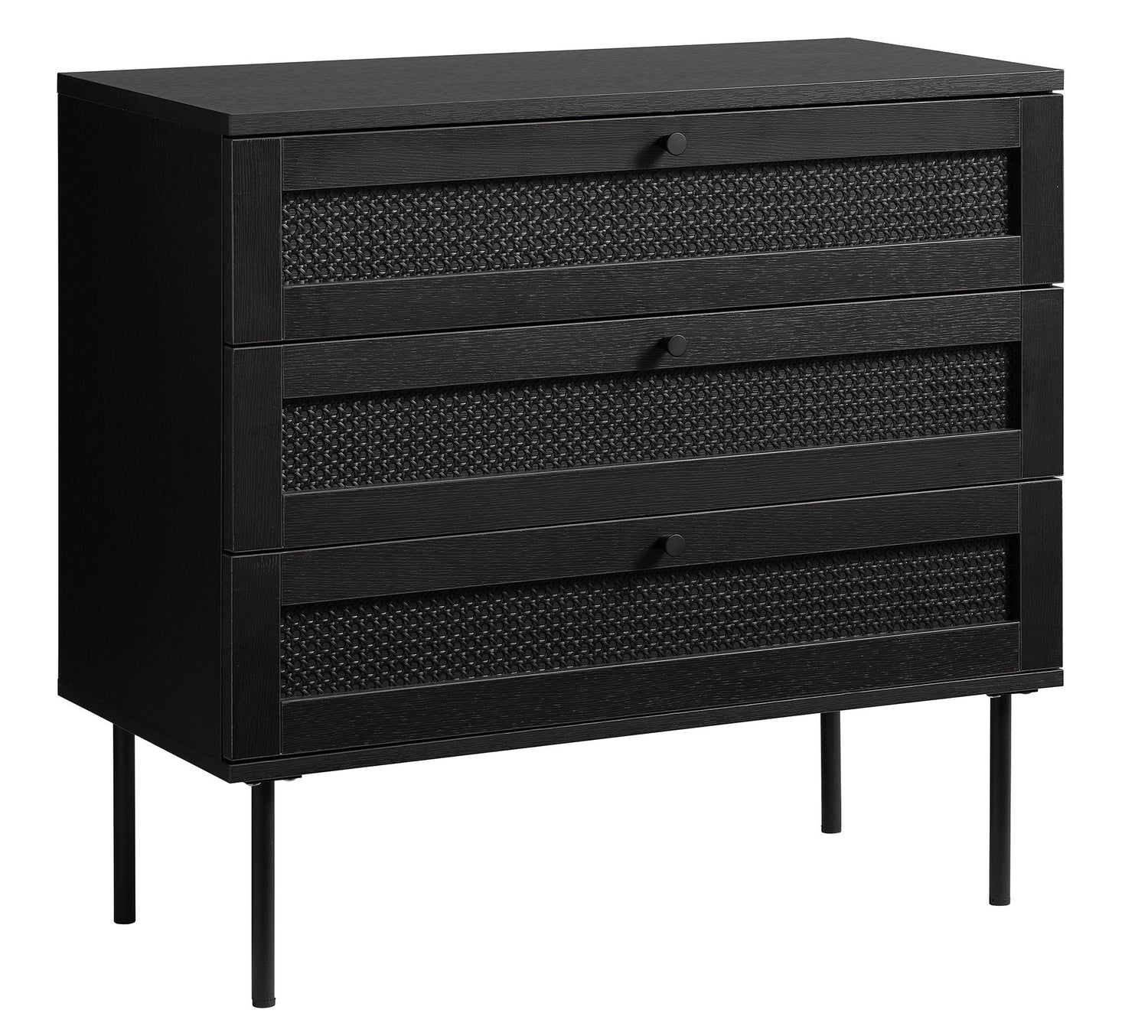 Rebellenclub Berley Dressoir met Lades - Zwart met Rattan