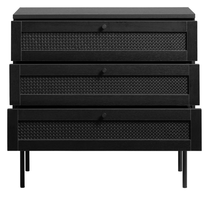 Rebellenclub Berley Dressoir met Lades - Zwart met Rattan