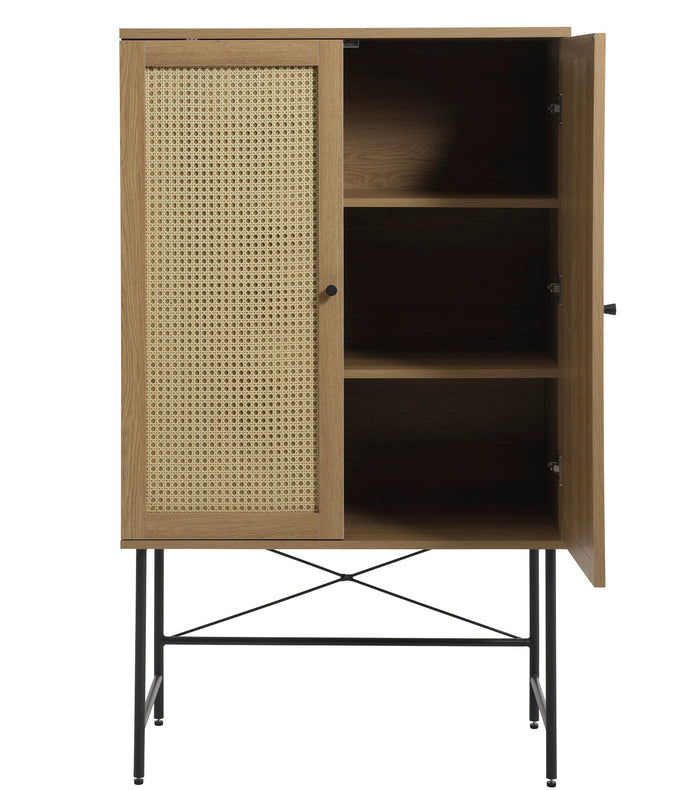 Rebellenclub Berley Wandkast - Eiken met Rattan