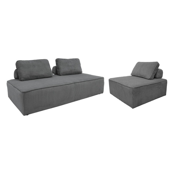 sweeek - Set van fauteuils voor modulaire bank 3 zitplaatsen corduroy
