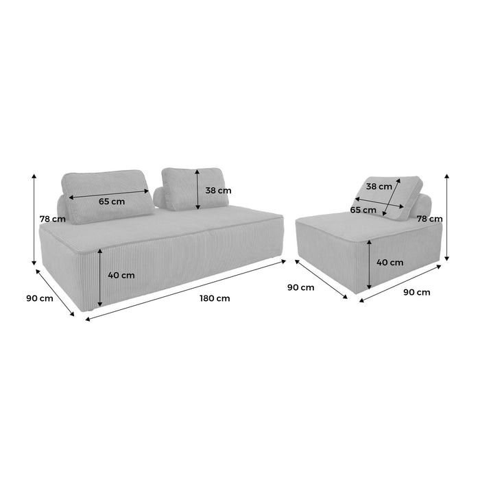 sweeek - Set van fauteuils voor modulaire bank 3 zitplaatsen corduroy