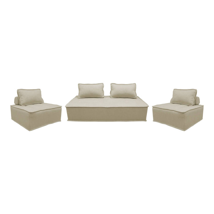 sweeek - Set van 2 fauteuils met 2-zitsbank in stof, met kussen